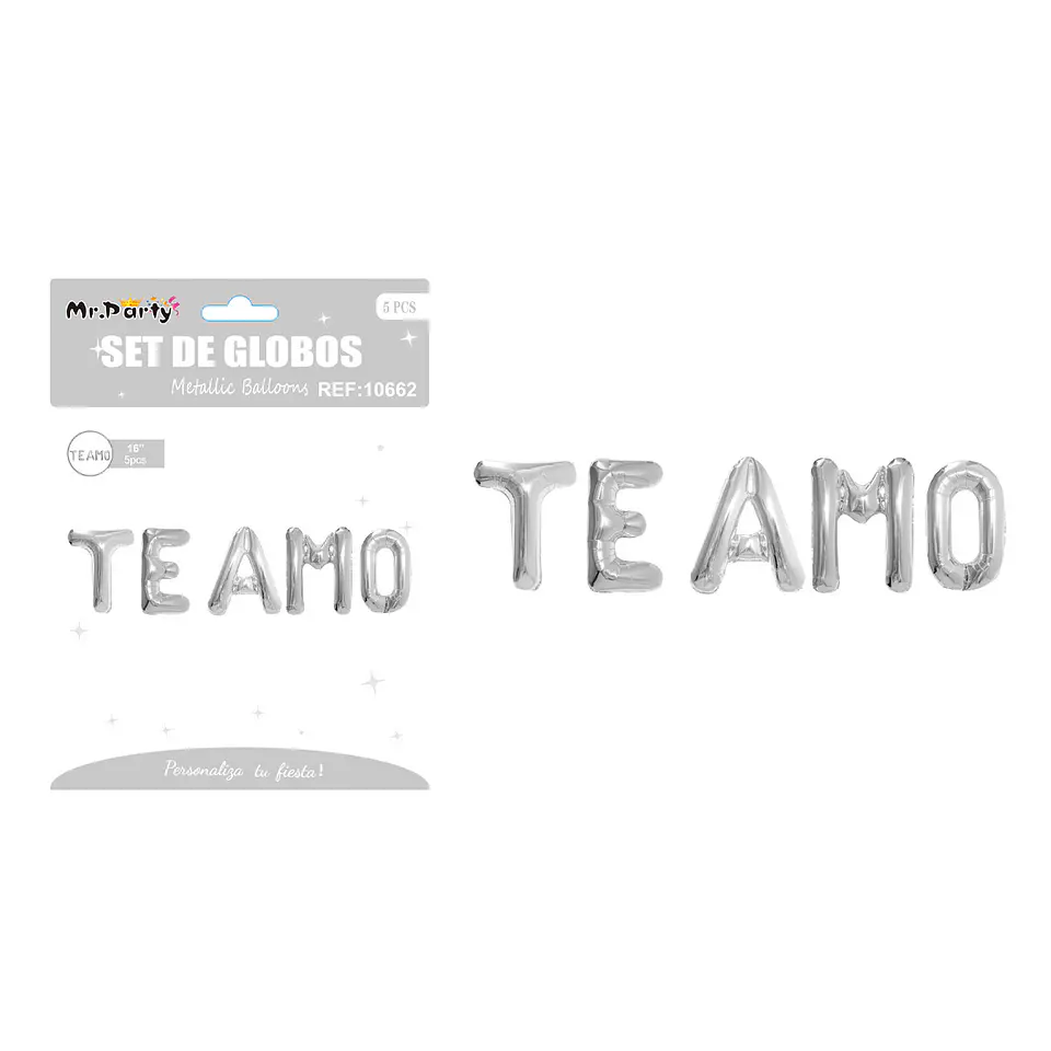 Set de globos metálicos rojo TE AMO 5pcs 1
