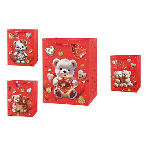 Bolsa de regalo con polvo brillante 32*26*12cm 12pcs Diseño Aleatorio