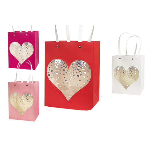 Bolsa de regalo con ventana de corazón 44*31*12cm 12pcs Color Aleatorio