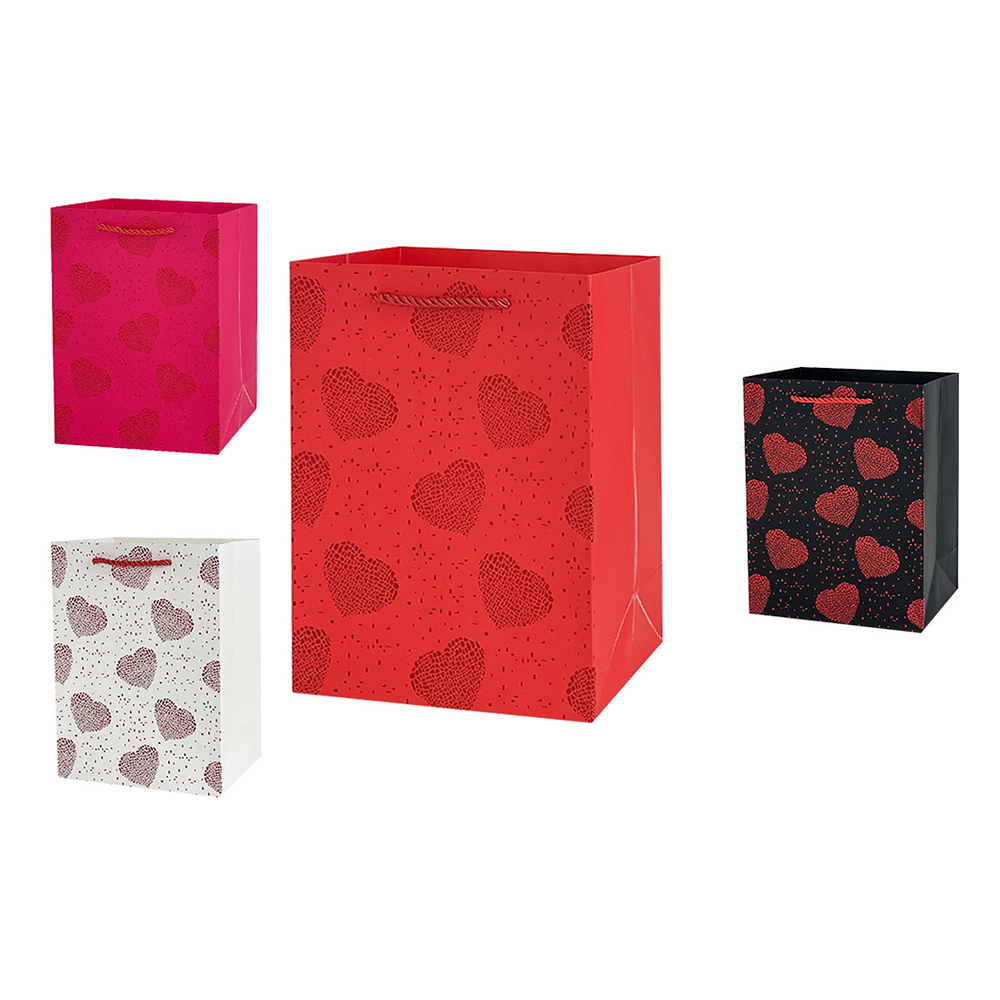Bolsa de regalo con estampado corazón 32*26*12cm 12pcs Color Aleatorio