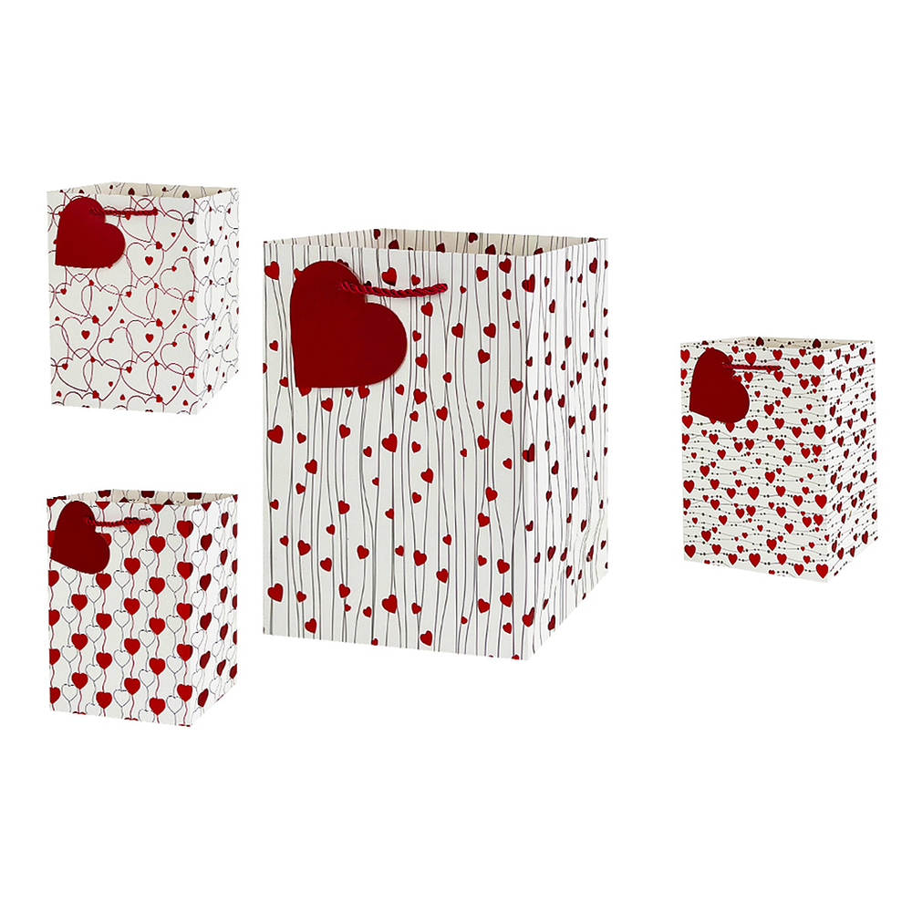 Bolsa de regalo con estampado corazón 14*7*17cm 12pcs Diseño Aleatorio
