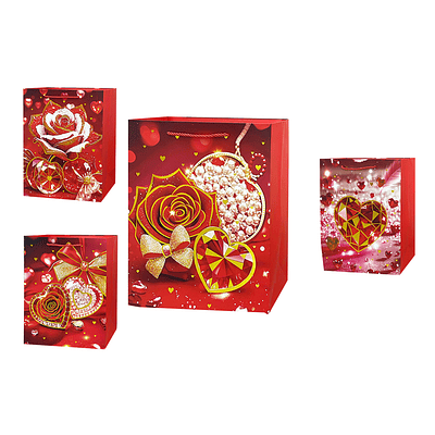 Bolsa de regalo con estampado dorado 32*26*12cm 12pcs Diseño Aleatorio