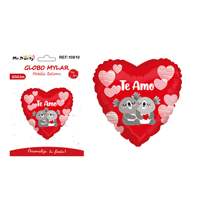 Globo metálico corazón koala TE AMO 42*44.3cm