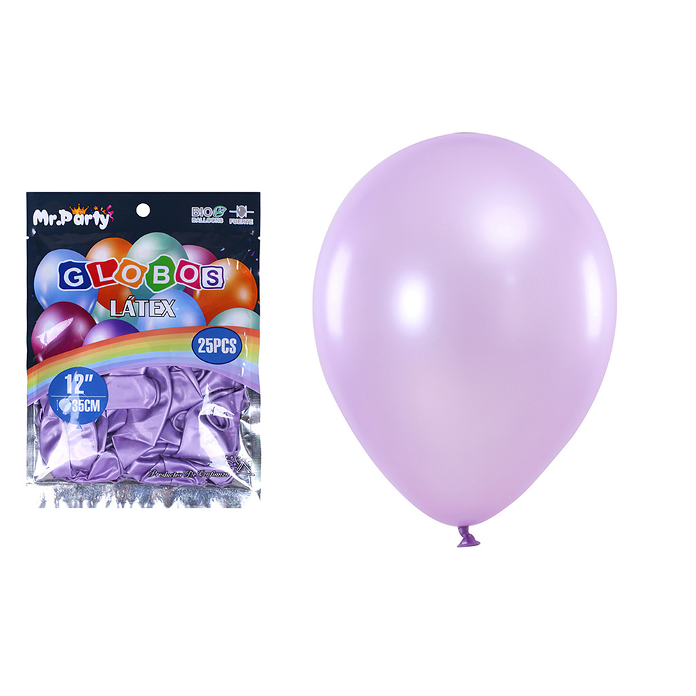 Globos de látex perlado lila 35cm 25pcs