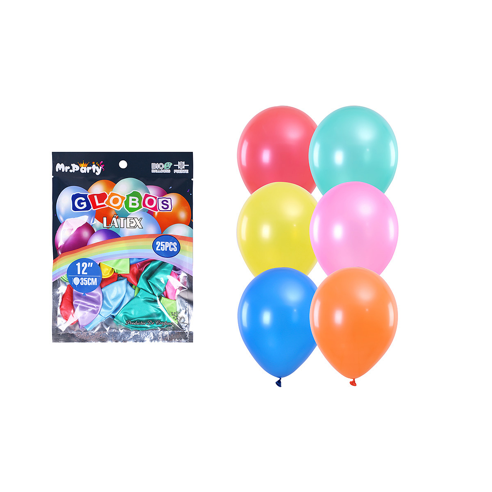 Globos de látex perlado colores surtidos 35cm 25pcs