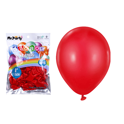 Globos de látex rojo mate 25cm 50pcs