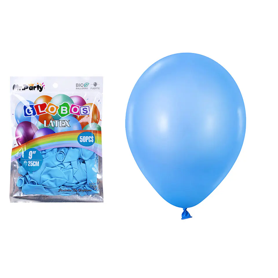 Globos de látex celeste mate 25cm 50pcs 1