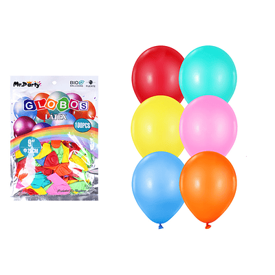 Globos de látex colores surtidos mate 25cm 100pcs