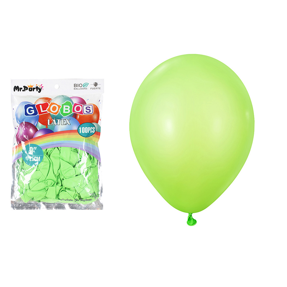 Globos de látex verde mate 25cm 100pcs