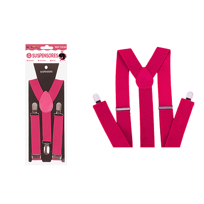 Suspensores elásticos ajustables fluorescentes rosa oscuro 2.5*65cm