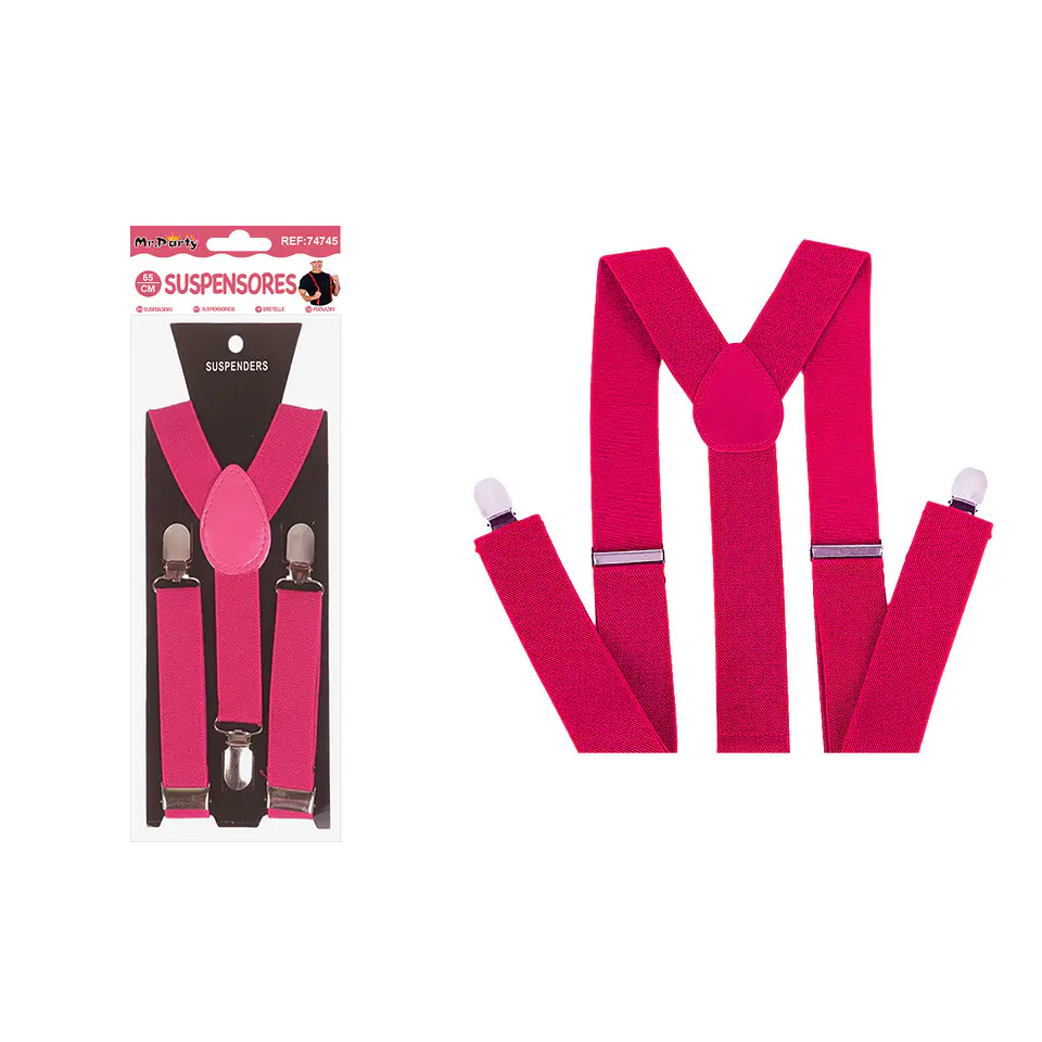 Suspensores elásticos ajustables fluorescentes rosa oscuro 2.5*65cm 1