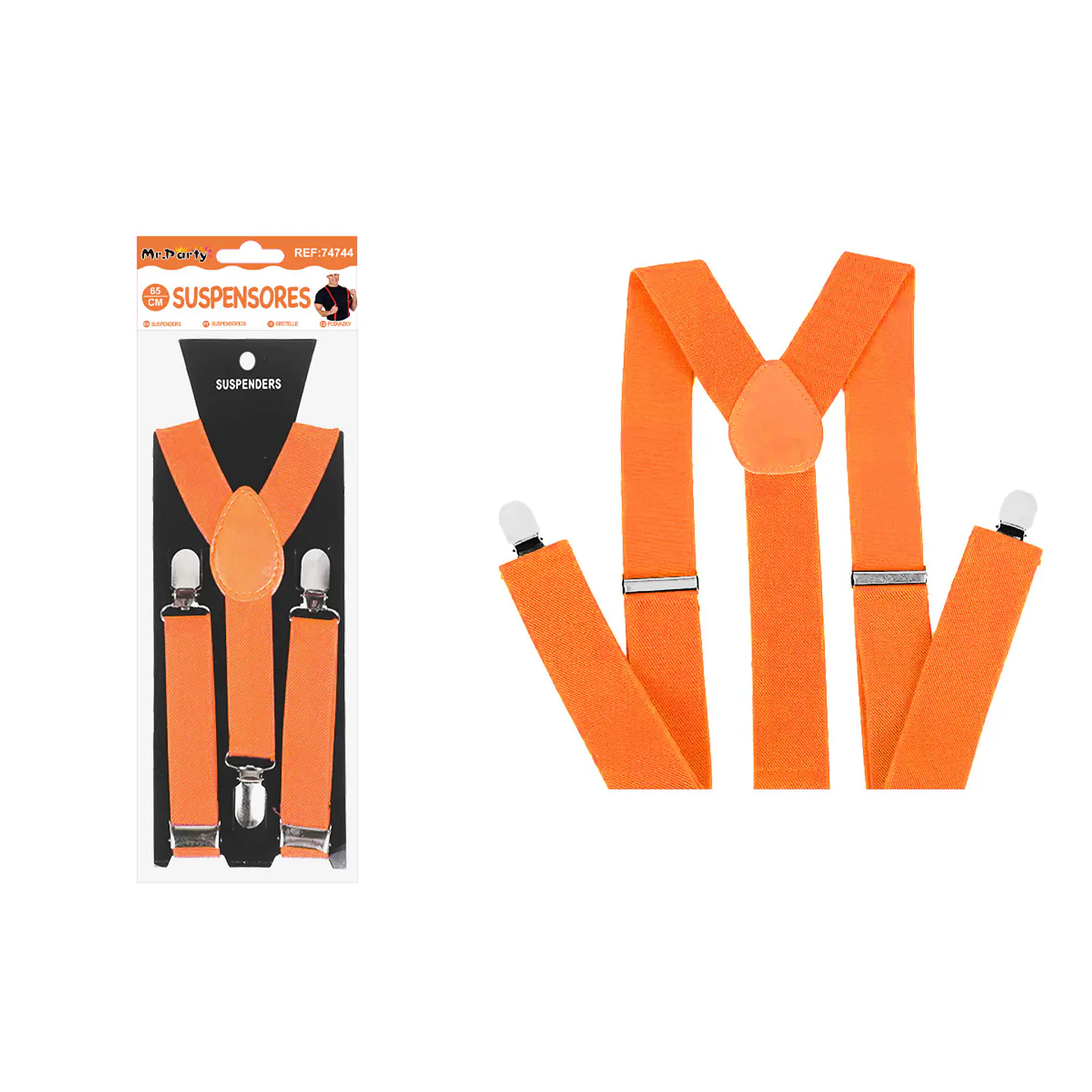 Suspensores elásticos ajustables fluorescentes naranja 2.5*65cm 1