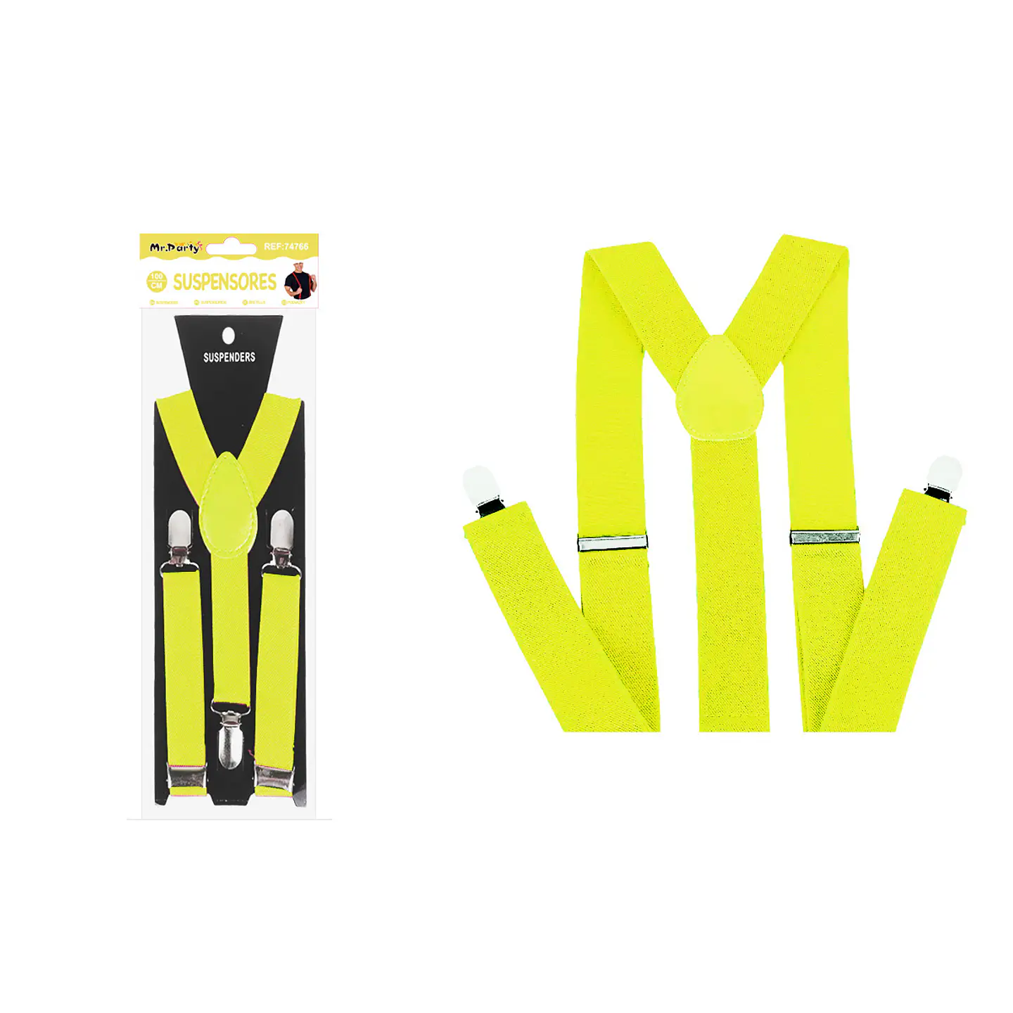 Suspensores elásticos ajustables fluorescentes amarillo 2.5*95cm 1