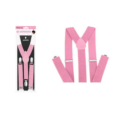 Suspensores elásticos ajustables fluorescentes rosa claro 2.5*95cm