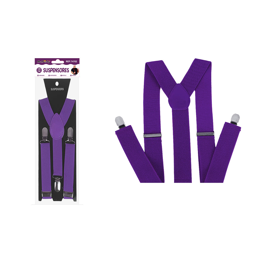 Suspensores elásticos ajustables fluorescentes morado 2.5*95cm