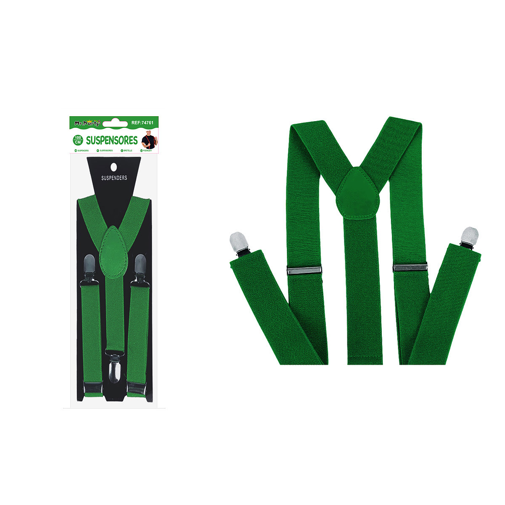 Suspensores elásticos ajustables fluorescentes verde oscuro 2.5*95cm