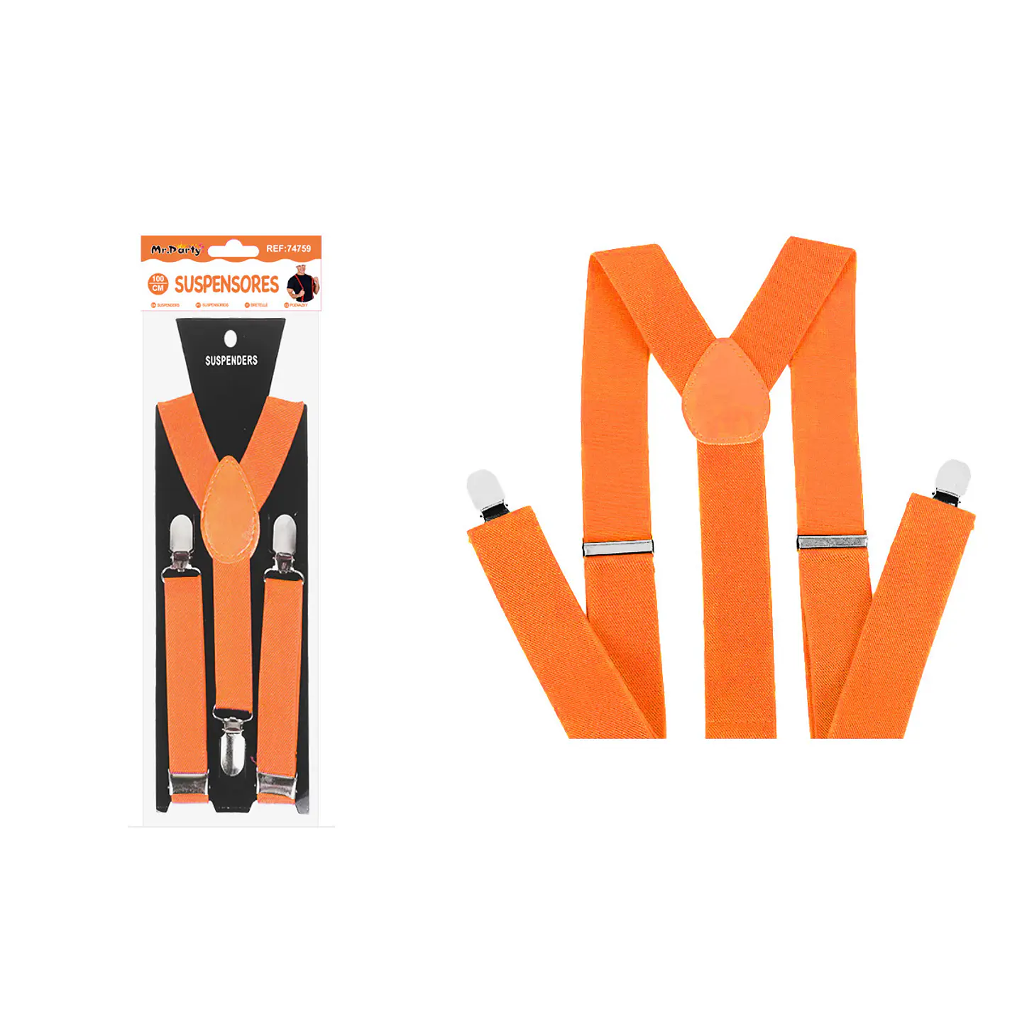 Suspensores elásticos ajustables fluorescentes naranja 2.5*95cm 1