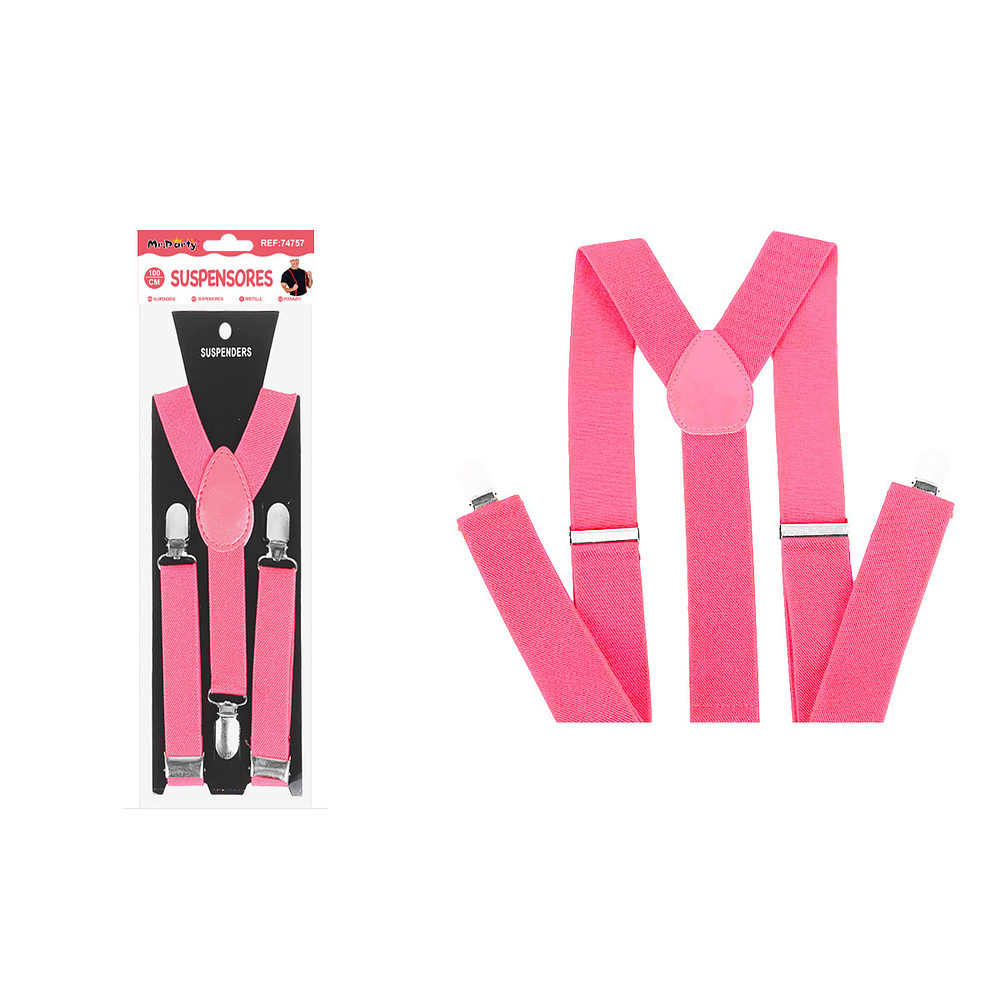 Suspensores elásticos ajustables fluorescentes rosa 2.5*95cm