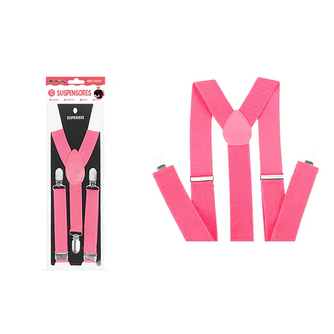 Suspensores elásticos ajustables fluorescentes rosa 2.5*95cm