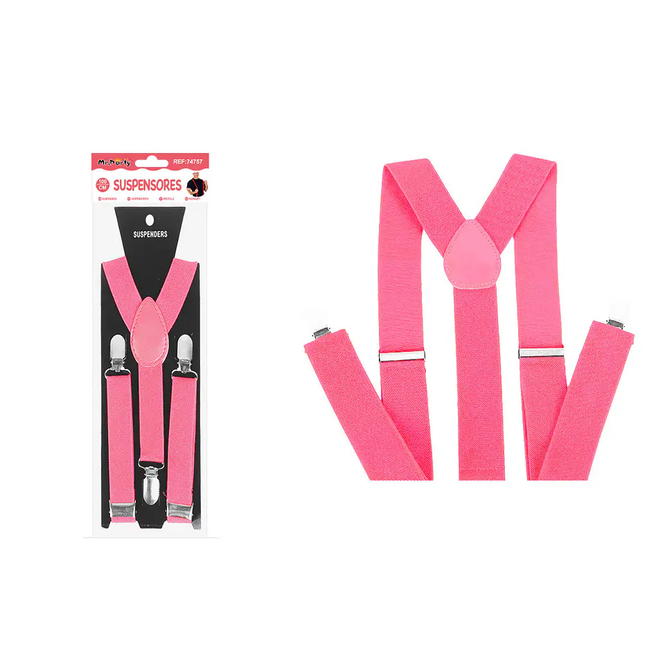 Suspensores elásticos ajustables fluorescentes rosa 2.5*95cm 1