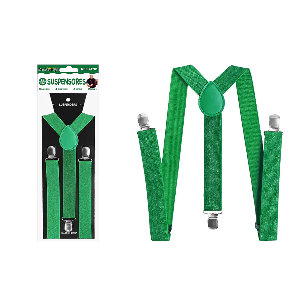 Suspensores elásticos ajustables con purpurina verde oscuro 2.5*65cm 1