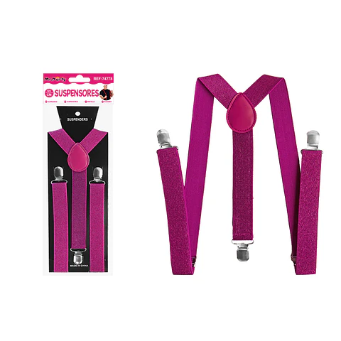 Suspensores elásticos ajustables con purpurina fucsia 2.5*65cm