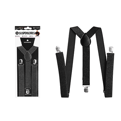 Suspensores elásticos ajustables con purpurina negro 2.5*65cm
