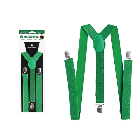 Suspensores elásticos ajustables con purpurina verde oscuro 2.5*95cm