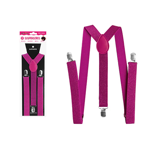 Suspensores elásticos ajustables con purpurina fucsia 2.5*95cm
