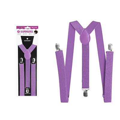 Suspensores elásticos ajustables con purpurina lila 2.5*95cm