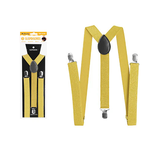 Suspensores elásticos ajustables con purpurina dorado 2.5*95cm