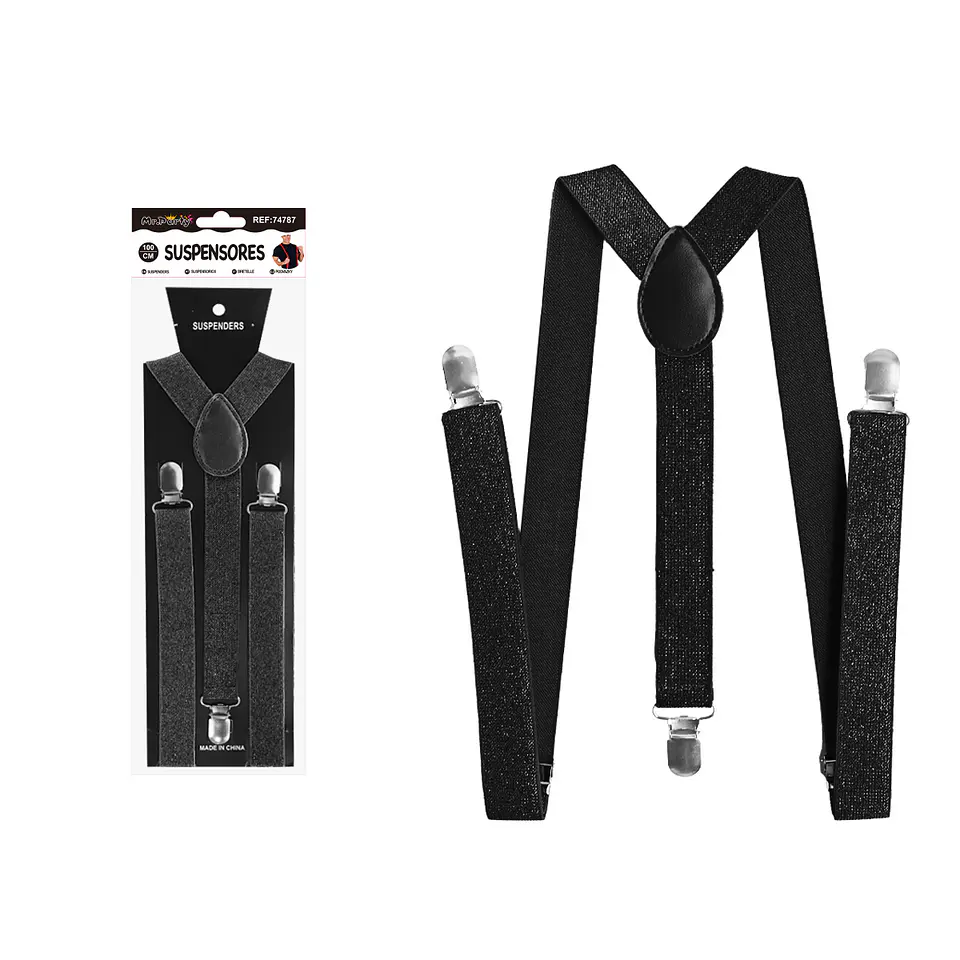 Suspensores elásticos ajustables con purpurina negro 2.5*95cm 1