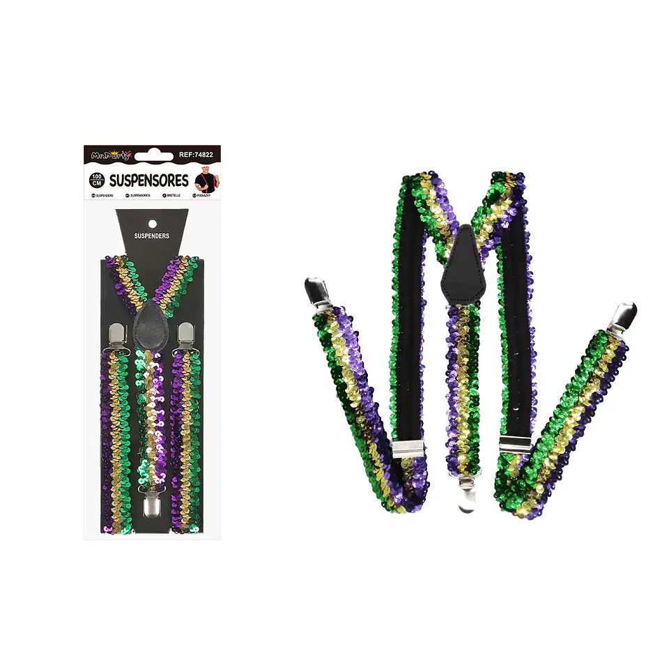 Suspensores elásticos ajustables con lentejuelas multicolor 2.5*95cm 1