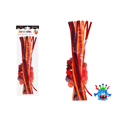 Set de limpiapipas chenille con pompones ojos DIY rojo 70pcs