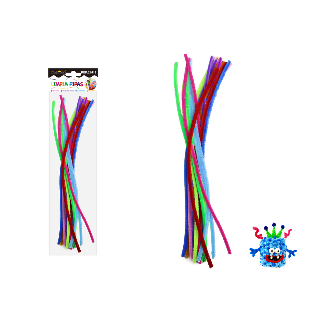 Limpiapipas chenille multicolores brillantes 0.6*30cm 20pcs