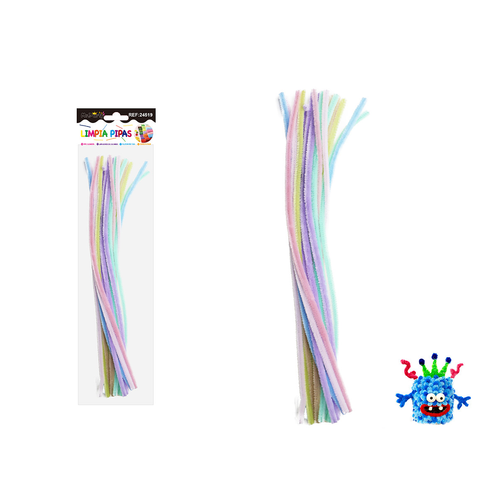 Limpiapipas chenille multicolores tonos macaron 0.6*30cm 20pcs