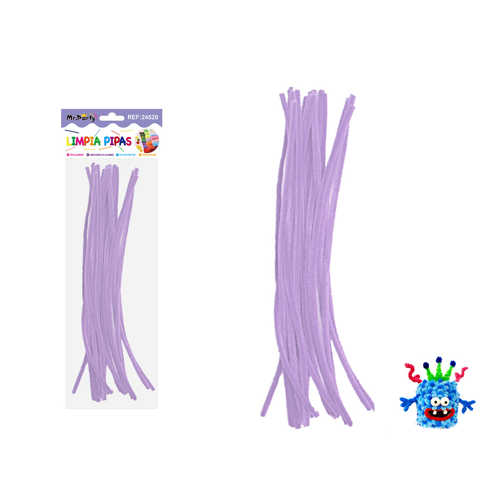 Limpiapipas chenille macaron morado 0.6*30cm 20pcs