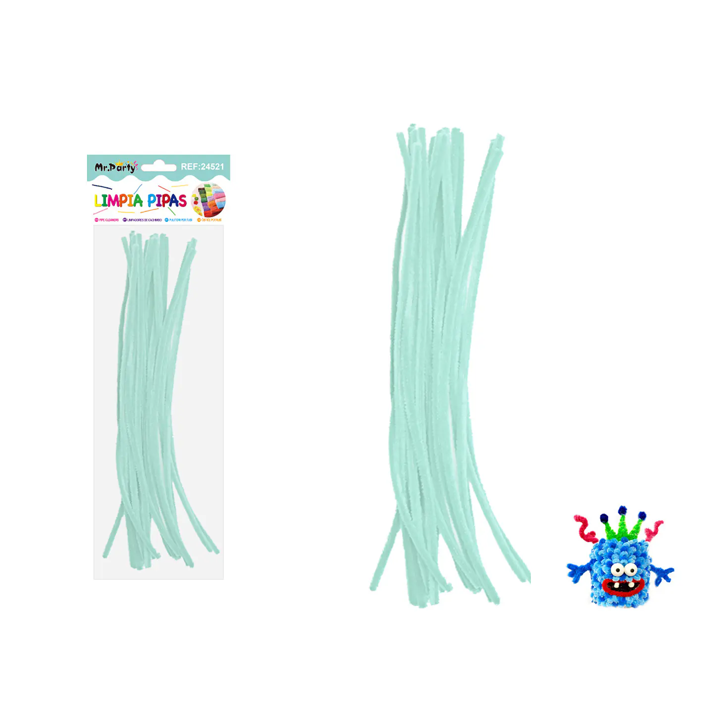 Limpiapipas chenille macaron verde claro 0.6*30cm 20pcs 1