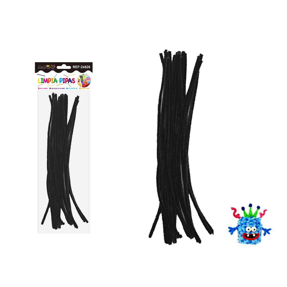 Limpiapipas chenille negro 0.6*30cm 20pcs