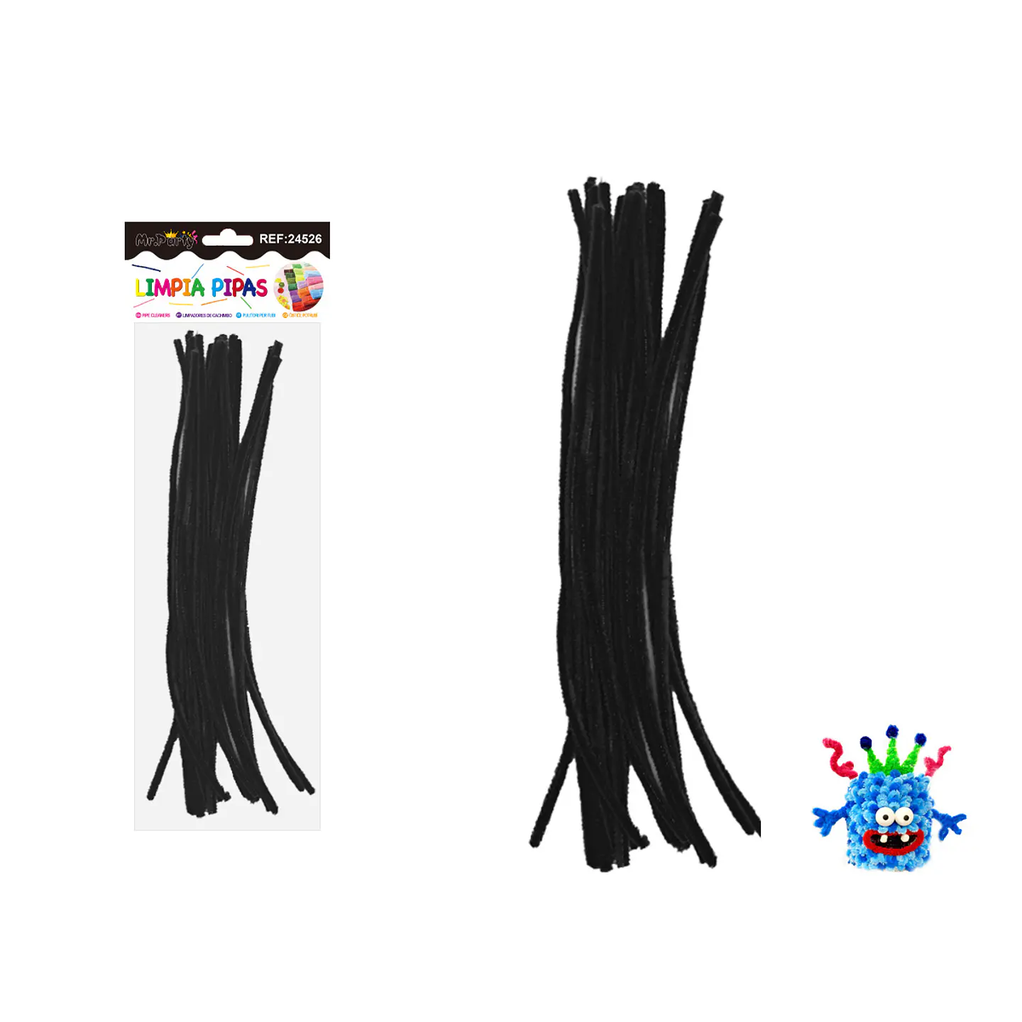 Limpiapipas chenille negro 0.6*30cm 20pcs 1