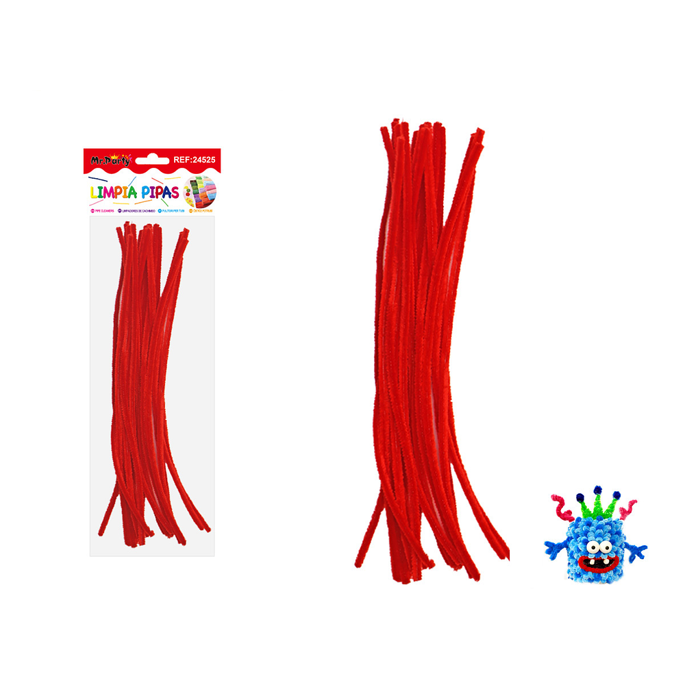 Limpiapipas chenille rojo intenso 0.6*30cm 20pcs