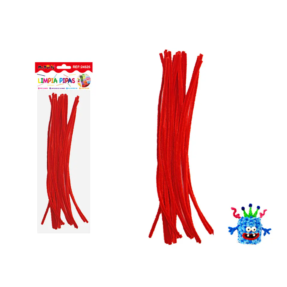 Limpiapipas chenille rojo intenso 0.6*30cm 20pcs 1