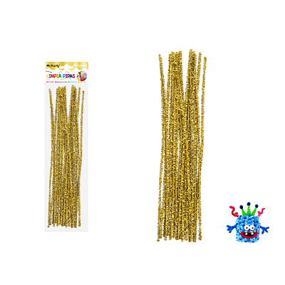 Limpiapipas chenille metalizado glitter dorado 0.6*30cm 20pcs