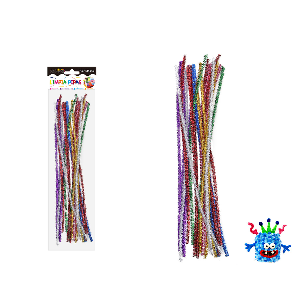 Limpiapipas chenille metalizado glitter multicolor 0.6*30cm 20pcs
