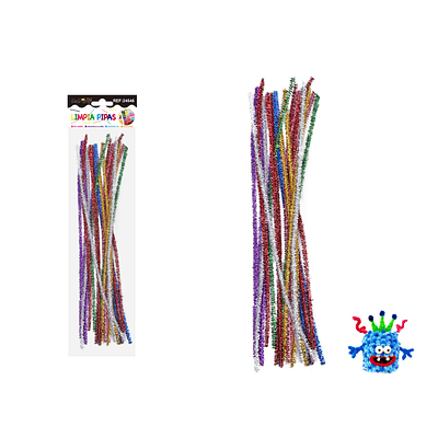 Limpiapipas chenille metalizado glitter multicolor 0.6*30cm 20pcs