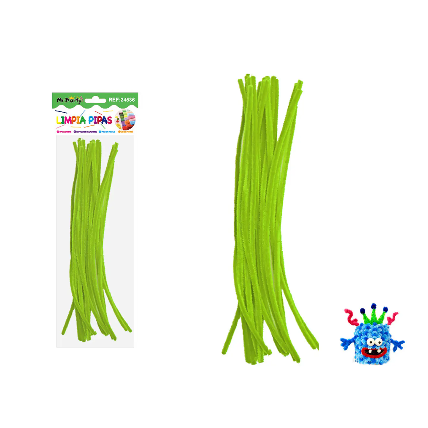 Limpiapipas chenille verde fruta 0.6*30cm 20pcs 1