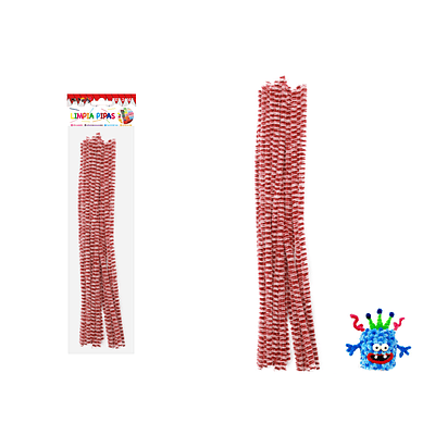 Limpiapipas chenille con puntos rojo intenso y blanco 0.6*30cm 20pcs