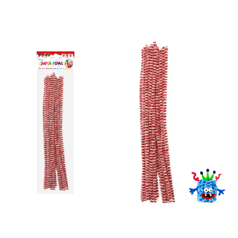 Limpiapipas chenille con puntos rojo intenso y blanco 0.6*30cm 20pcs 1