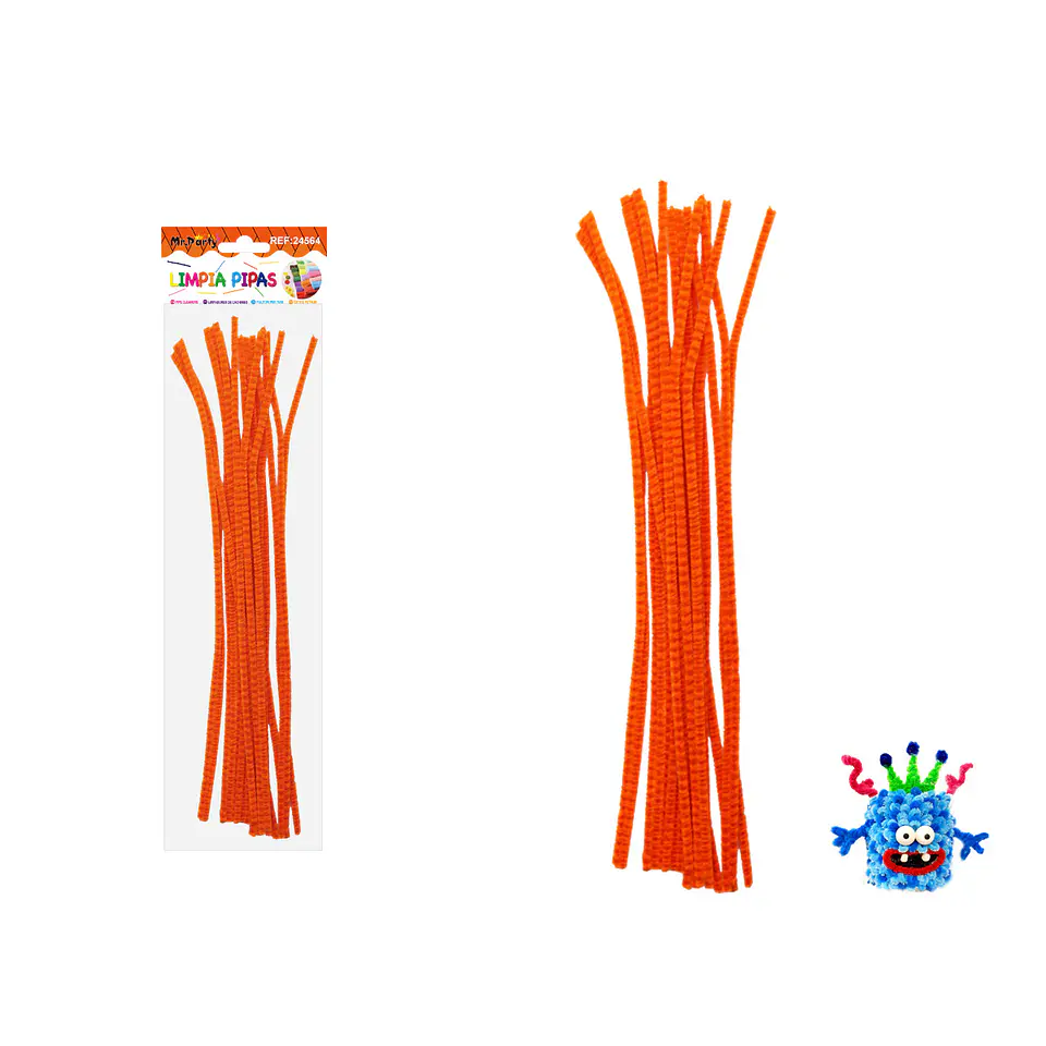 Limpiapipas chenille con puntos naranja fluorescente y rojo 0.6*30cm 20pcs 1