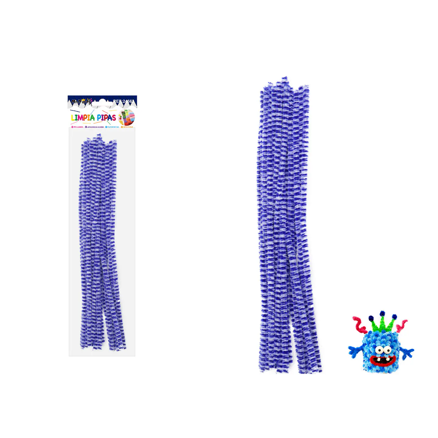 Limpiapipas chenille con puntos azul rey oscuro y blanco 0.6*30cm 20pcs 1